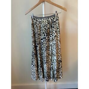 La Ligne Silk Leopard Midi Skirt, Size 0, Light Wear